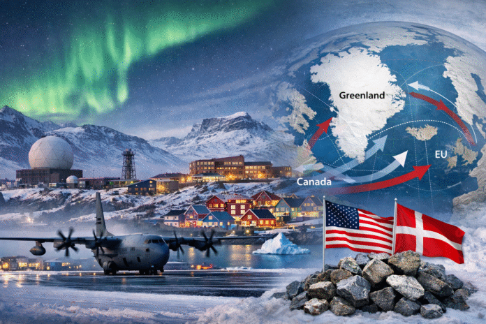 U.S. military base at Pituffik in Greenland under an Arctic sky