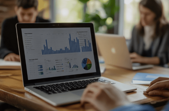 Financial strategist analysing global market data