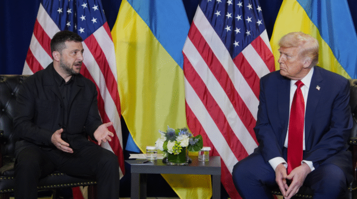 Zelenskyy and Trump meeting at the White House during talks on Ukraine