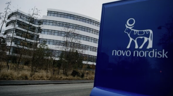 Novo Nordisk company headquarters building with corporate logo visible