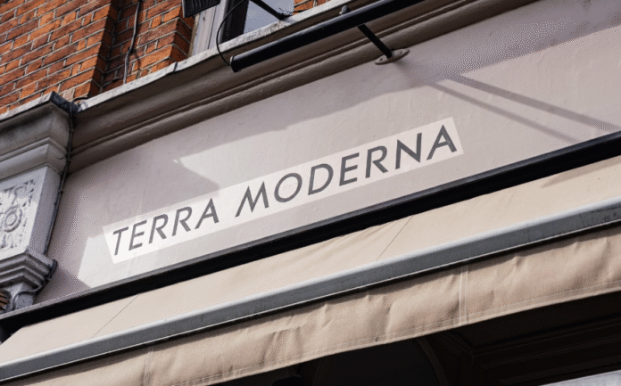 Dining area inside Terra Moderna restaurant in London.