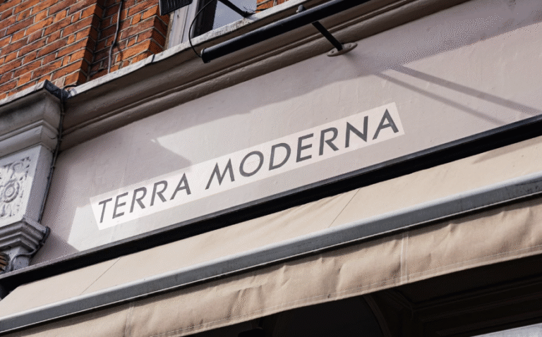 Dining area inside Terra Moderna restaurant in London.